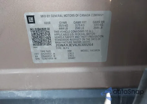 2018 Chevrolet Equinox Lt from USA, damaged, VIN 2GNAXJEV6J6300264